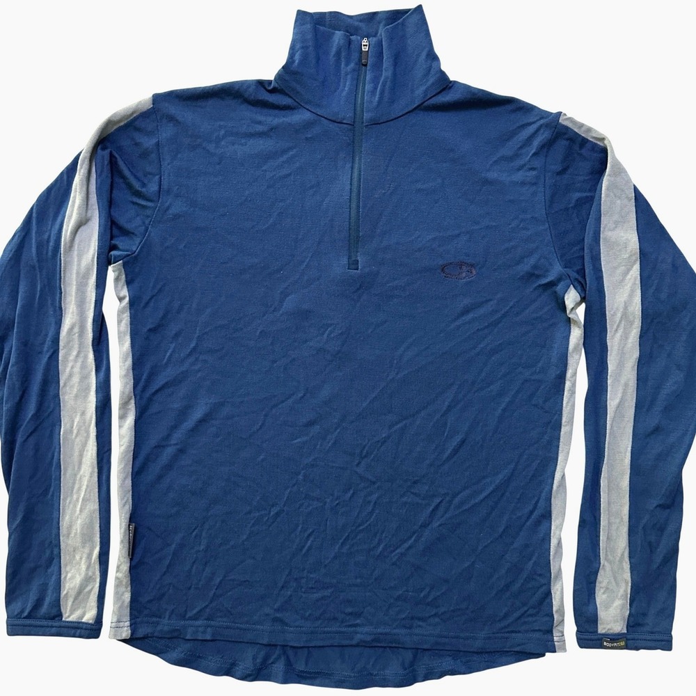 Icebreaker 260 Bodyfit Merino Wool 1/4 Zip Pullover M Blue Base Layer Gorpcore